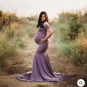 One Size (4-12) Chica Boo Athena Smokey Amethyst Maternity Photoshoot Gown